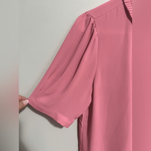 J.Crew Drapey Button-Up Top Flamingo Pink shirt sleeve women’s small. NWOT - Picture 6 of 10